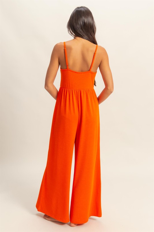 Jumpsuit pierna ancha tirantes Naranja