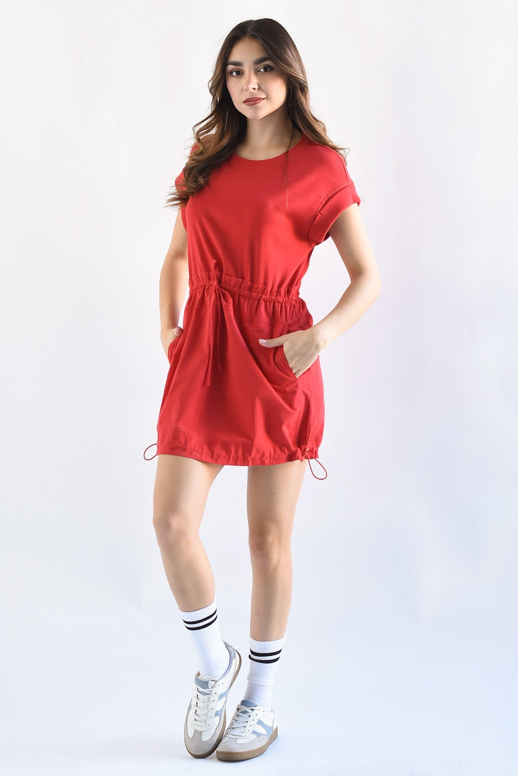 Vestido corto jaretas Rojo