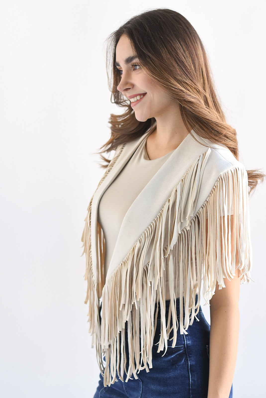 Capa flecos suede Ivory