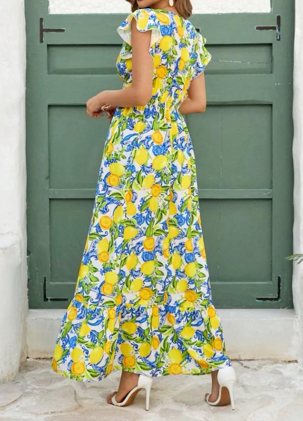 Vestido cintura elástica limones