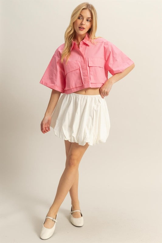 Falda globo mini elástico Blanco