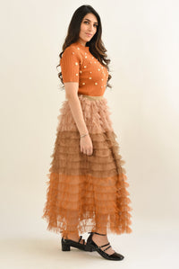 Fashion Styled Falda tulle degradado Naranja