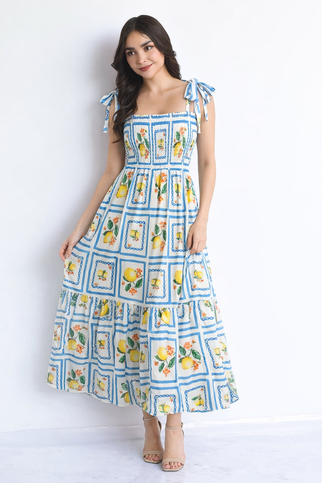 Vestido tirantes mosaicos limones