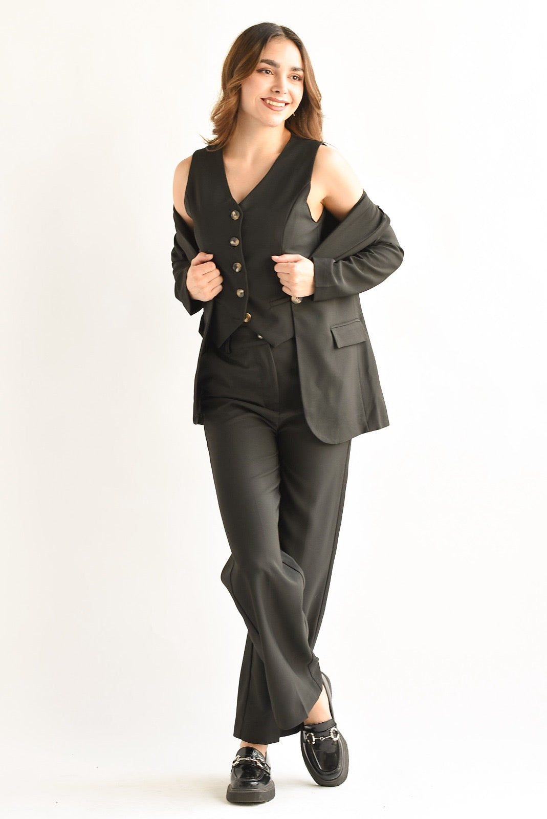 Set Pantalón, Chaleco y Blazer Negro