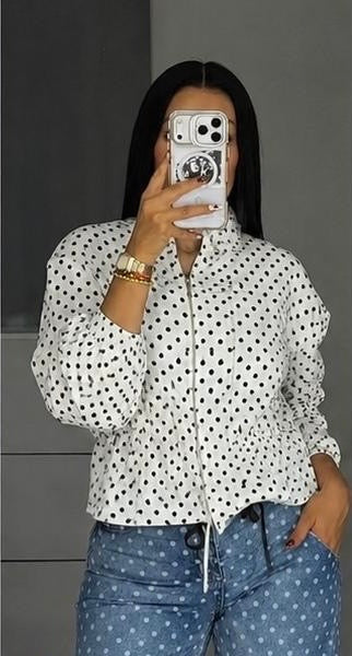 Chamarra jareta peplum polka dots