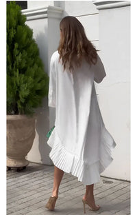 Fashion Styled Vestido asimétrico tablas Blanco