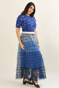 Fashion Styled Falda tulle degradado Azul