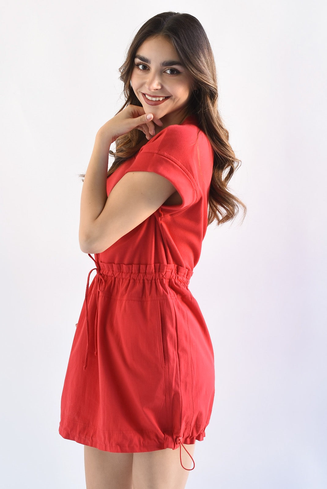 Vestido corto jaretas Rojo
