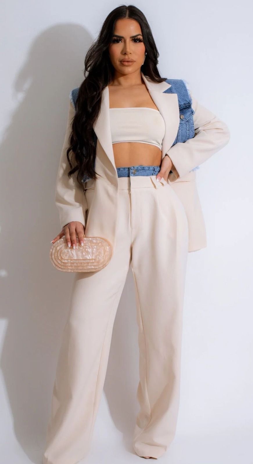 Pantalón de vestir pretina denim Ivory