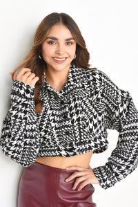 Fashion Styled Abrigo crop Houndstooth