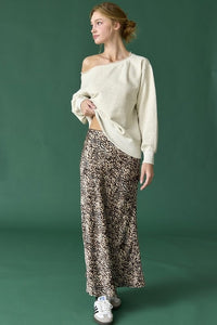 Fashion Styled Falda midi animal print Ivory