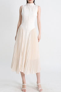 Fashion Styled Vestido plisado torso cuadros Blush