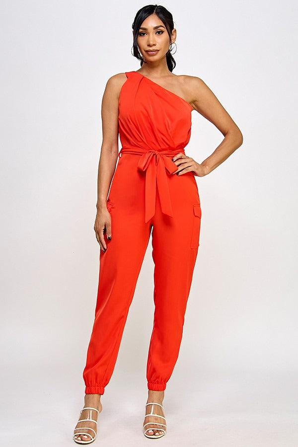 Jumpsuirt asimétrico cargo Tomate