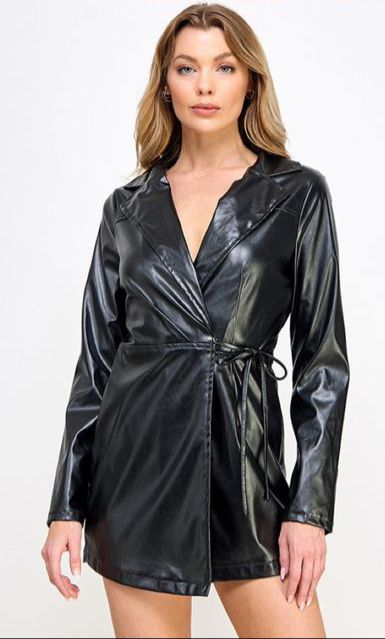 Romper vinipiel manga larga Negro