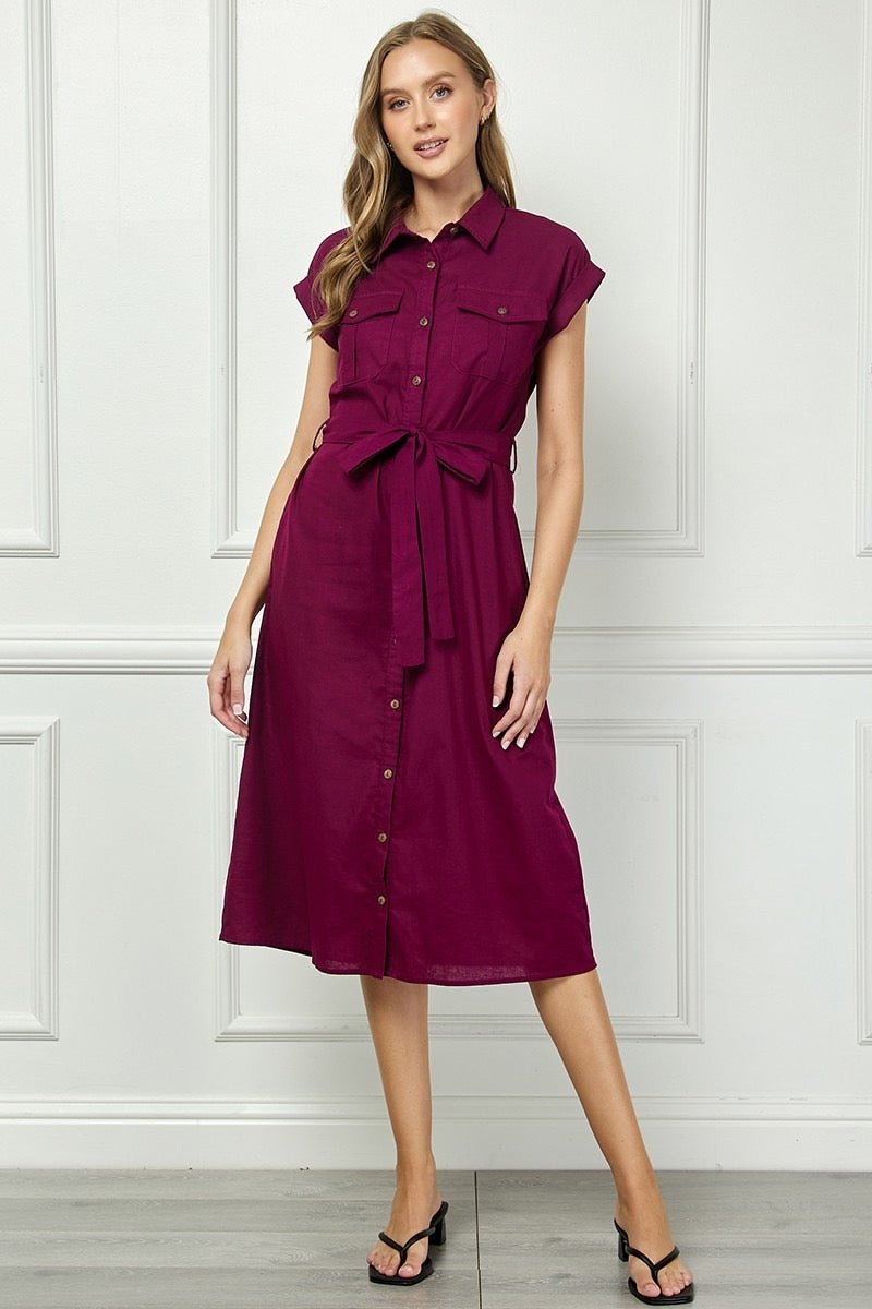 Vestido camisero Vino