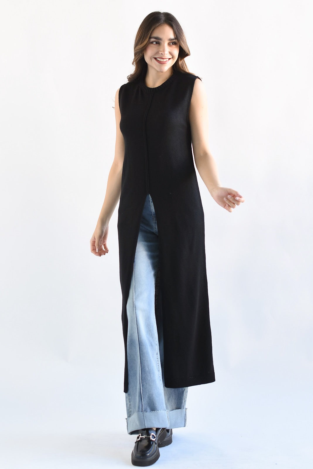 Maxi chaleco Negro