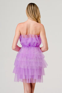 Fashion Styled Vestido tulle strapless Lila