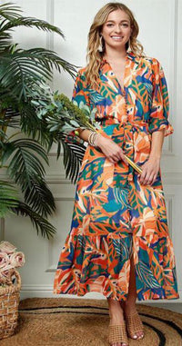 Fashion Styled Vestido tropical Naranja