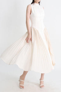 Fashion Styled Vestido plisado torso cuadros Blush