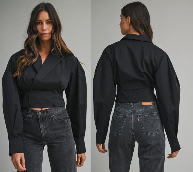 Camisa crop botones cruzados