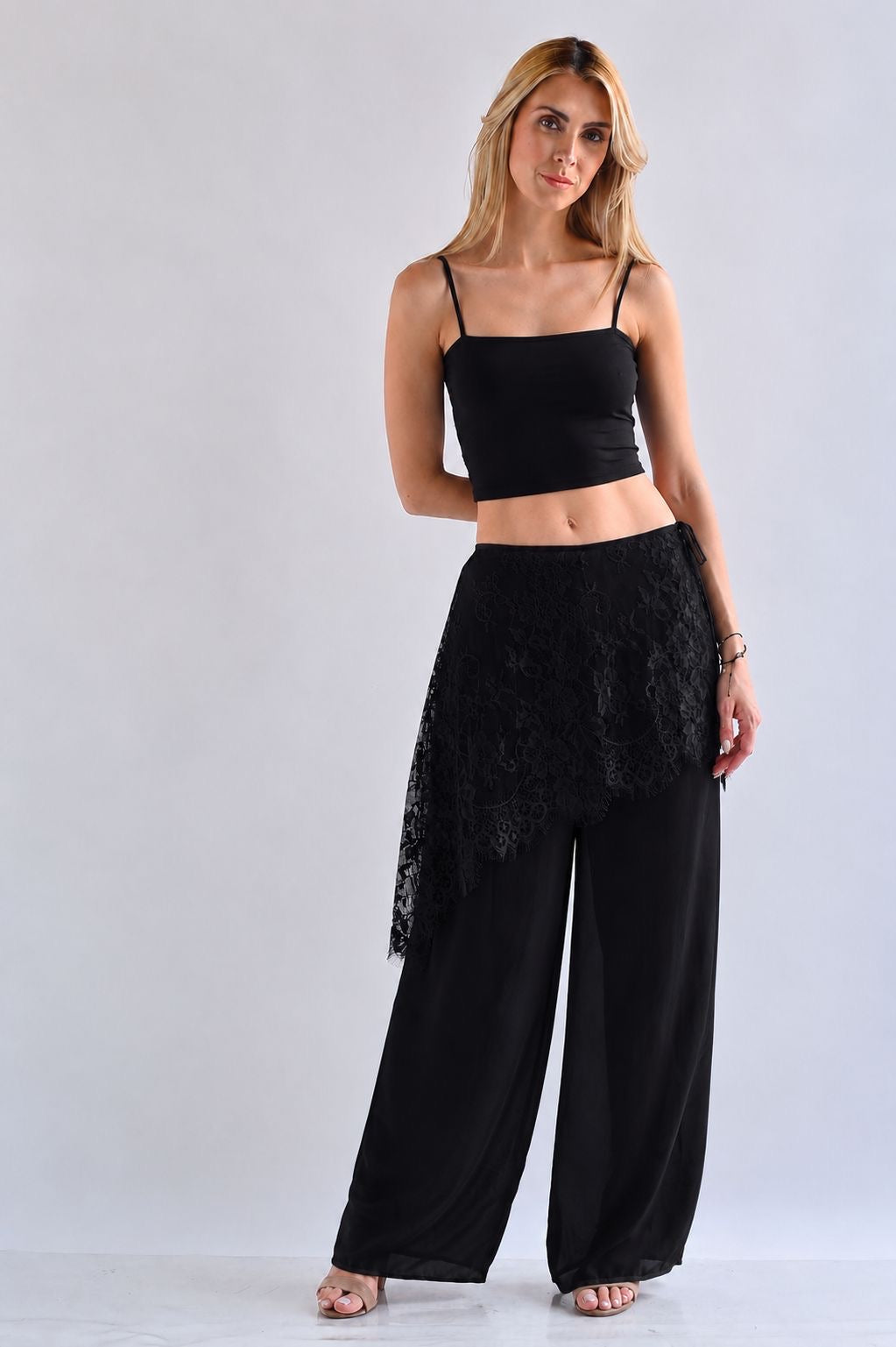 Pantalón gasa pareo encaje
