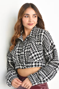 Fashion Styled Abrigo crop Houndstooth