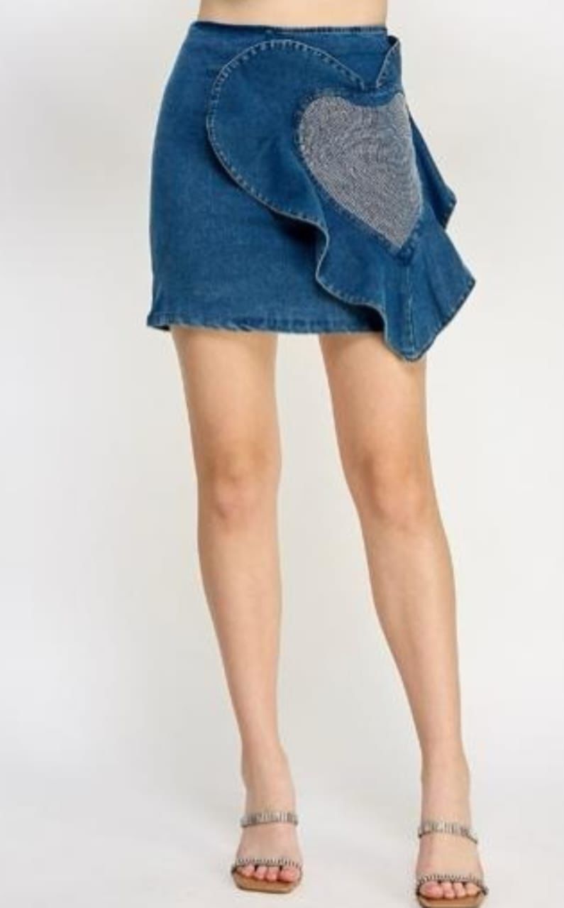 Falda mini corazón olán Denim