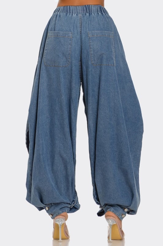 Pantalón globo jareta Denim Light