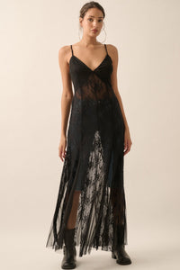 Fashion Styled Vestido largo encaje tulle Negro