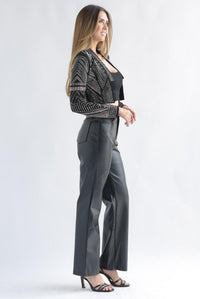 Fashion Styled Pantalón vinipiel pierna recta Negro