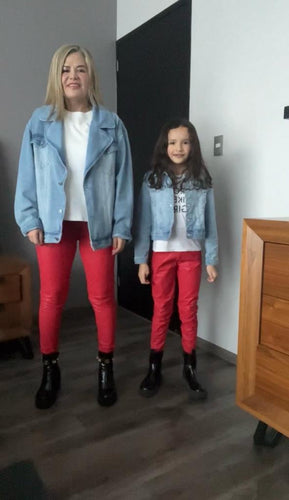 Leggings vinipiel afelpado Niña Rojo
