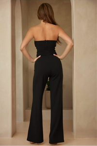 Fashion Styled Jumpsuit maxi botones dorados Black & White