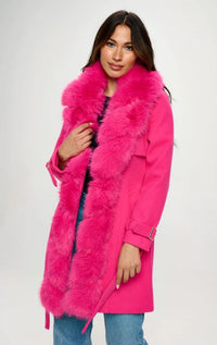 Fashion Styled Abrigo largo cuello fur Fiusha
