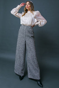 Fashion Styled Pantalón tweed pata de elefante houndstooth