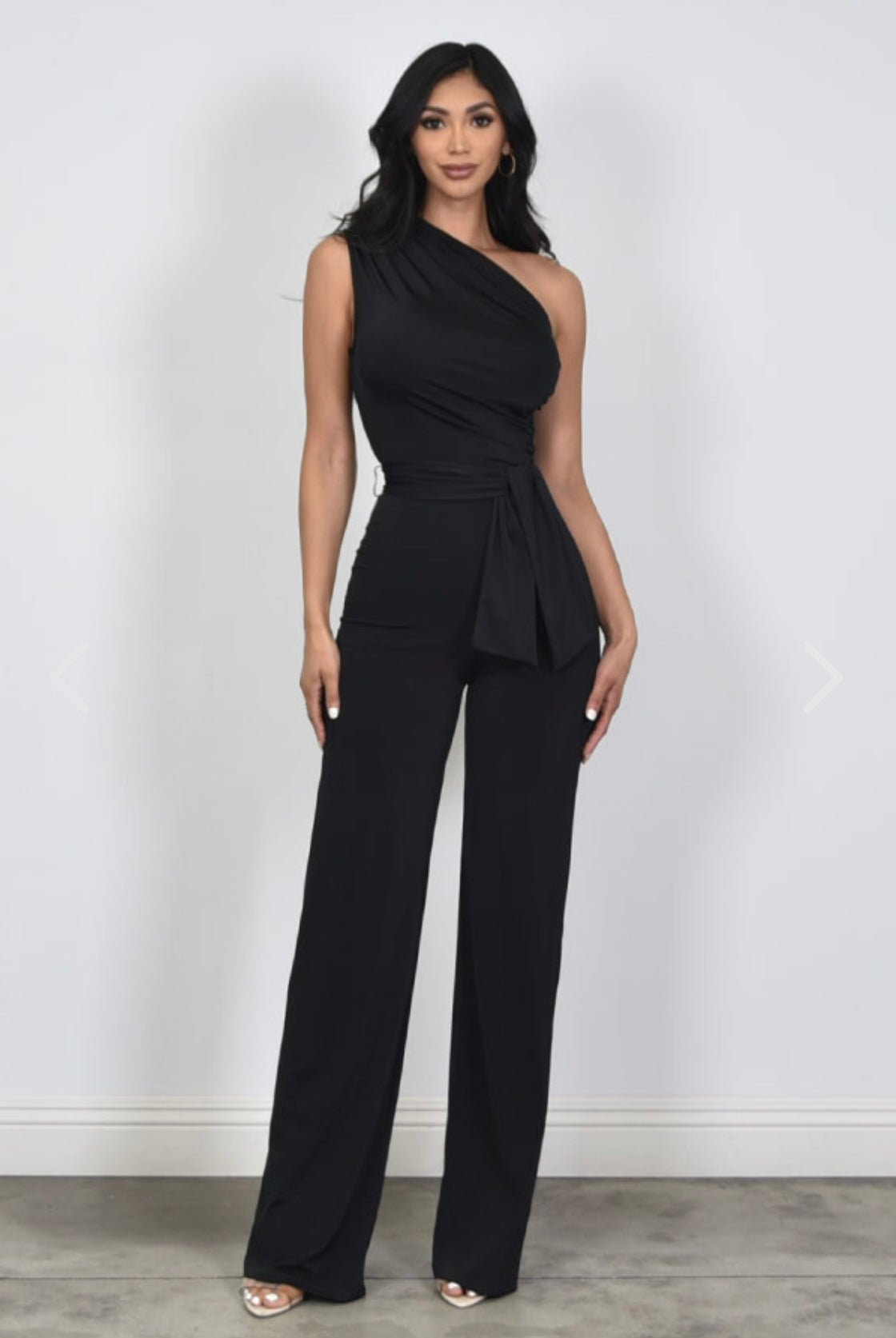 Jumpsuit drapeado asimétrico Negro