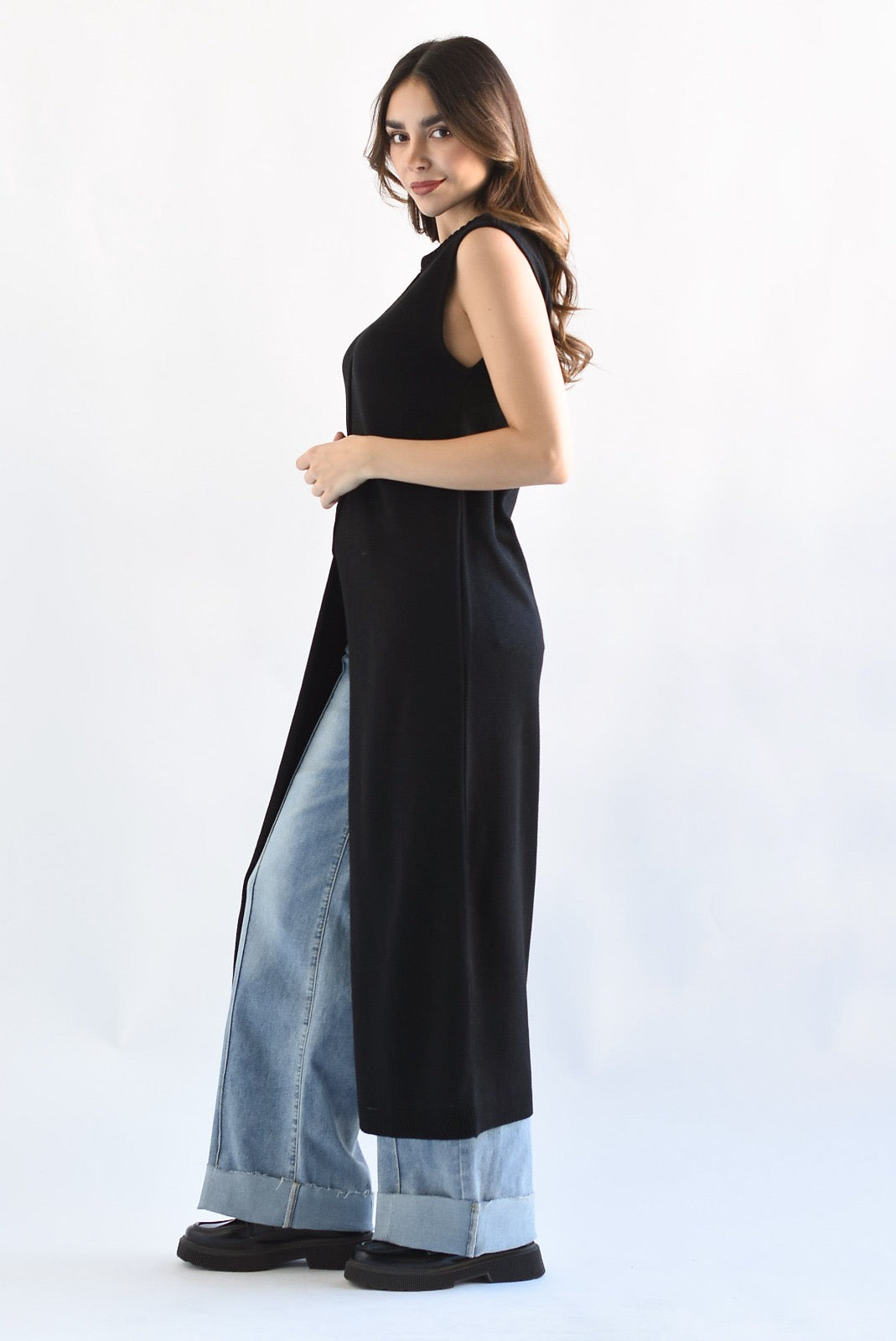 Maxi chaleco Negro