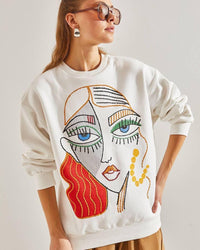 Fashion Styled Sudadera rostro Picasso Blanco