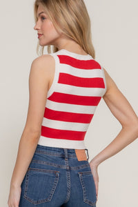 Fashion Styled Top rayas marineras Rojo