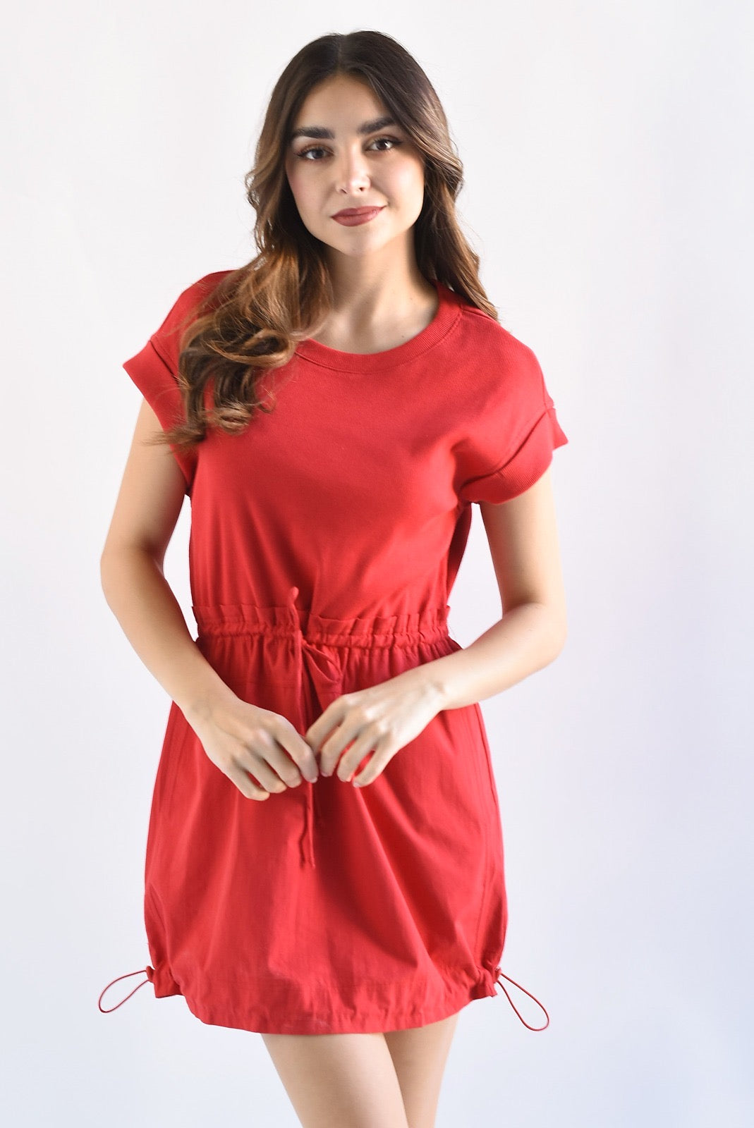 Vestido corto jaretas Rojo
