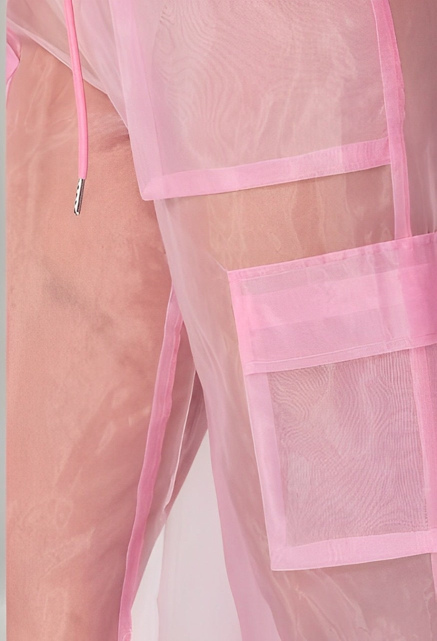 Pantalón cargo transparencia Rosa Bubblegum