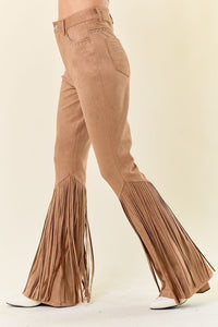 Fashion Styled Pantalón suede flecos Arena