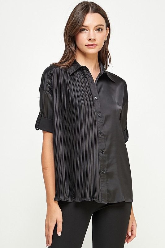 Camisa Negra Seda Seda Negra Blusa Larga Negra Mujer Blusa Holgada