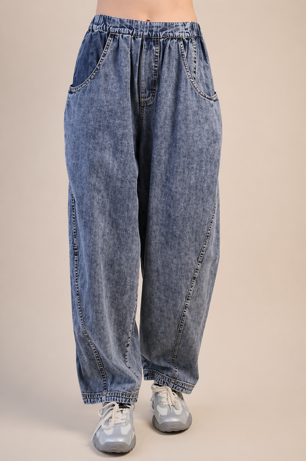 Pantalón barrel bolsillos Denim