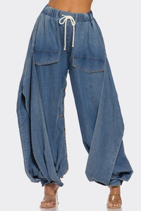 Fashion Styled Pantalón globo jareta Denim Light