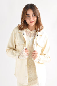 Fashion Styled Shacket cargo vinipiel Ivory