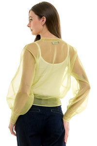 Fashion Styled Blusa transparente Amarillo pastel