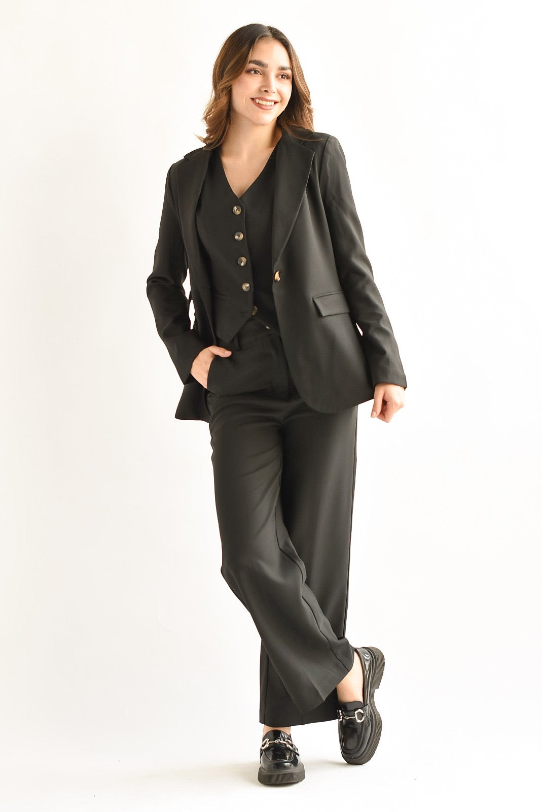 Set Pantalón, Chaleco y Blazer Negro