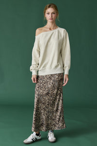 Fashion Styled Falda midi animal print Ivory