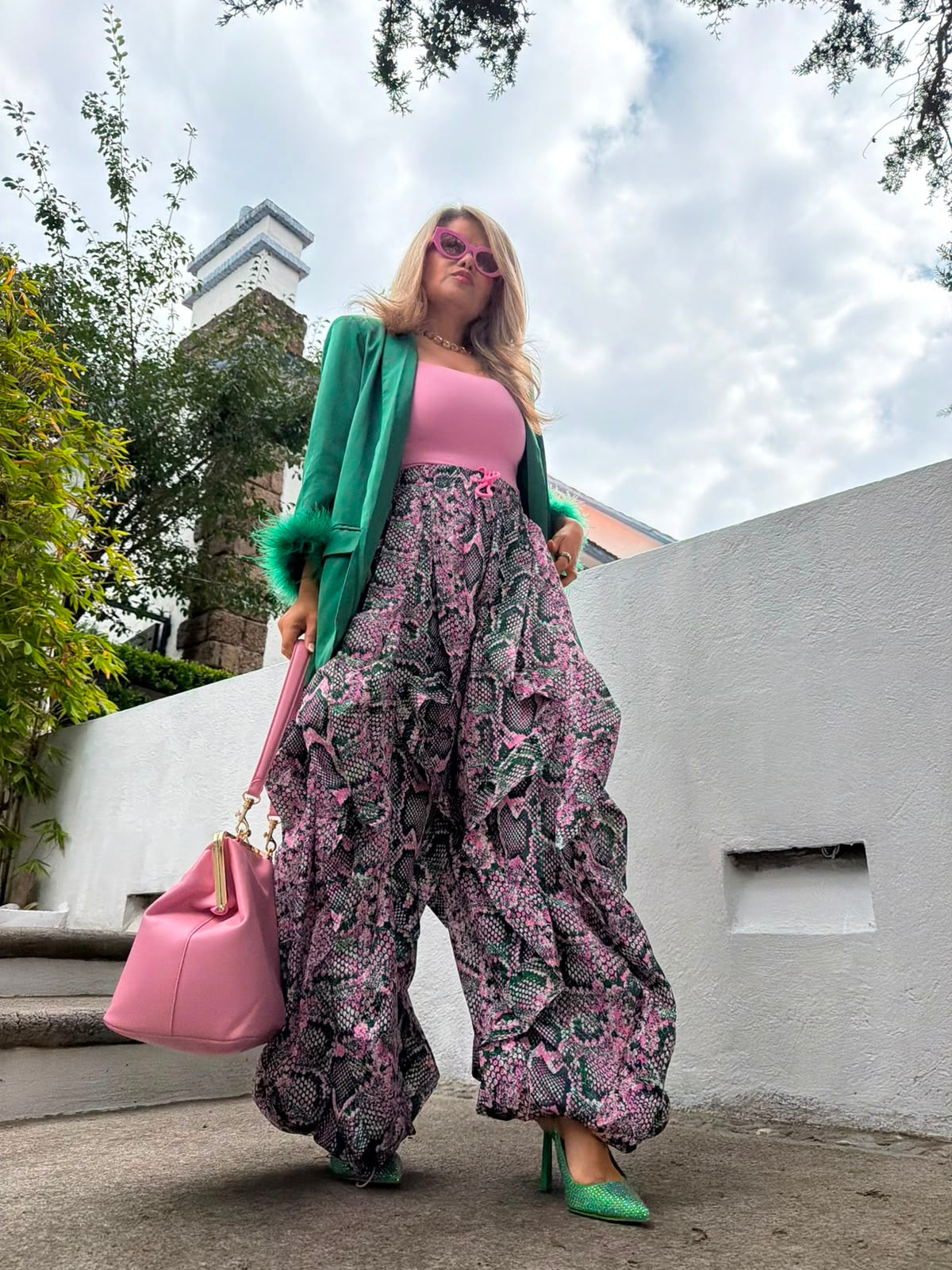 Pantalón Parachute ondas Snake Print