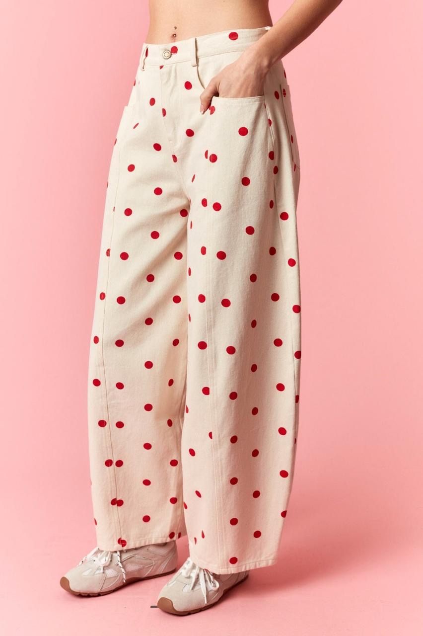Jeans barrel polka dots Rojos